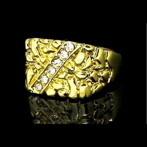 14K Gold Ring Sterling Silver with Diamonds size 8